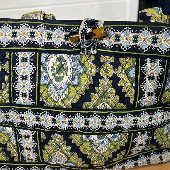 Vera Bradley Cambridge Small Tic Tac Tote - Green, Blue and White - Picture 2 of 6